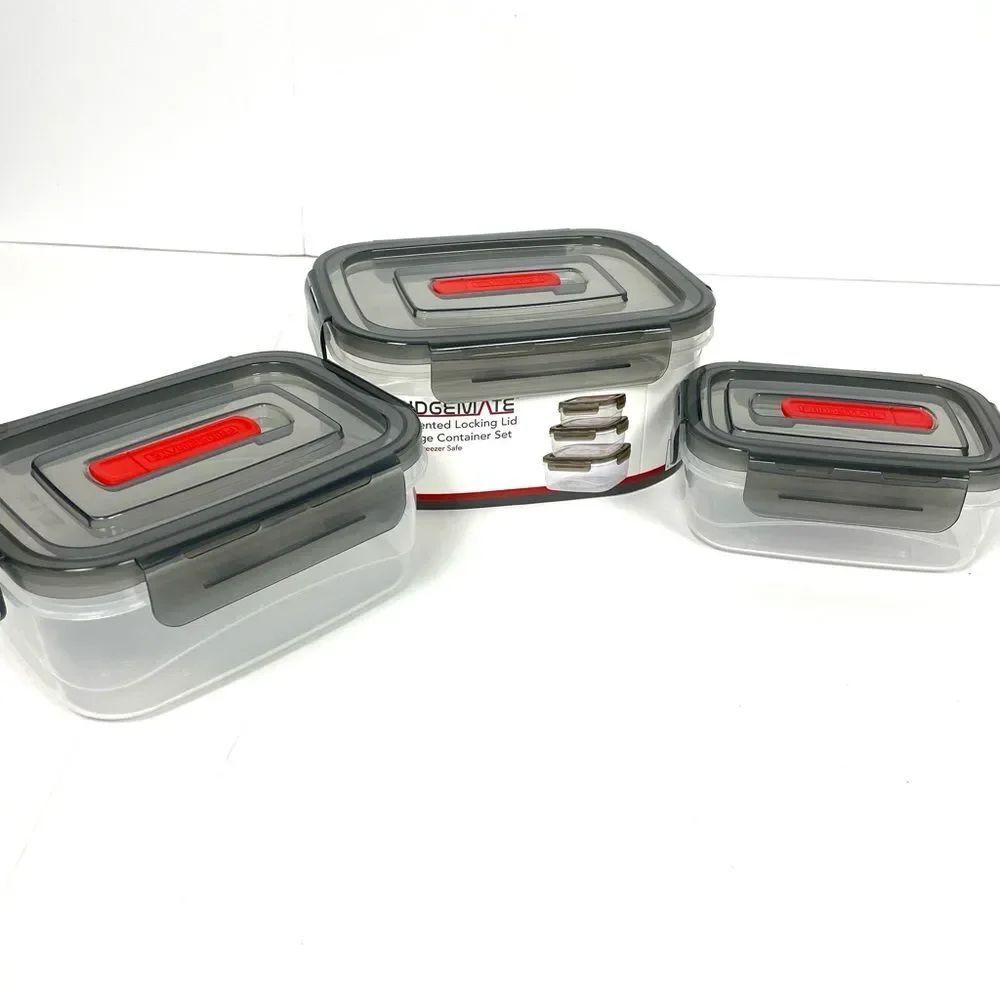 3 Piece Fridgemate Vented Locking Lid Nesting Storage Set